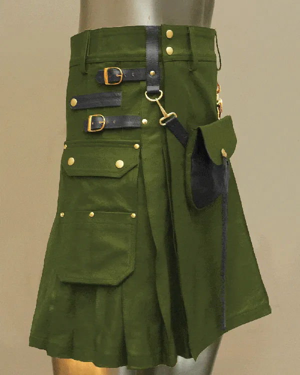 Celtic Leather Kilt With Leather Sporran