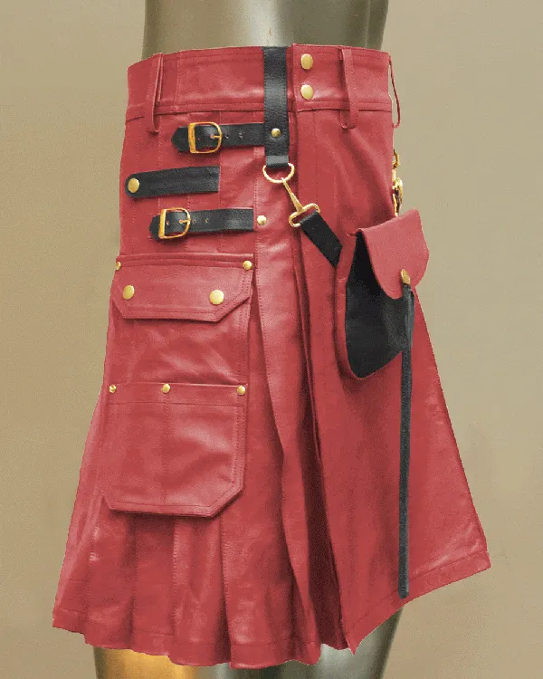 Celtic Leather Kilt With Leather Sporran