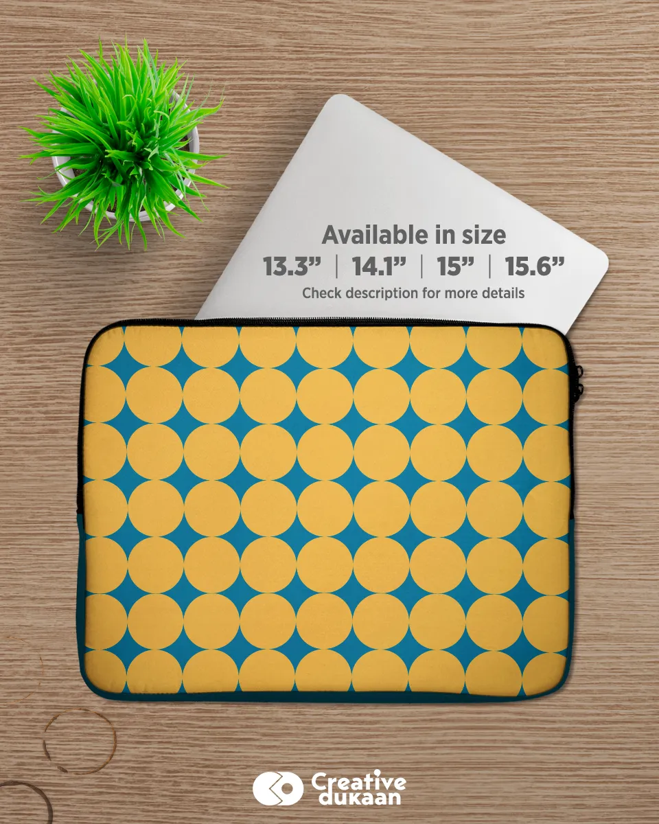 Cheerful Yellow Polkadot Laptop Sleeve with Blue Accents
