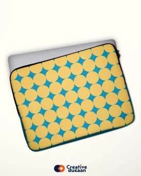 Cheerful Yellow Polkadot Laptop Sleeve with Blue Accents