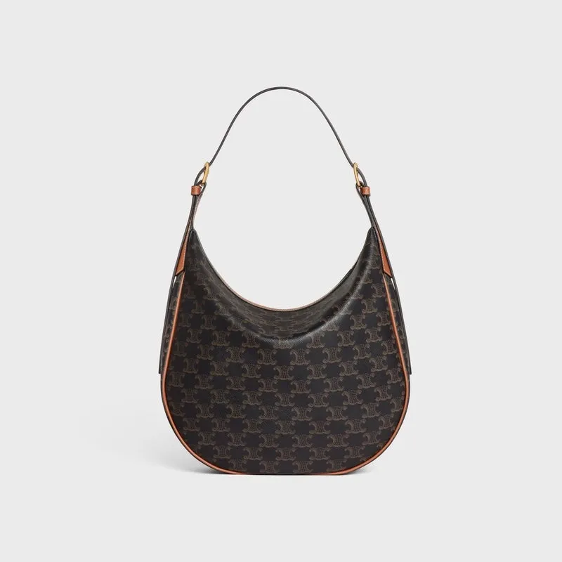 CÉLINE HELOÏSE CUIR CANVAS & CALFSKIN TRIOMPH MEDIUM SHOULDER BAG