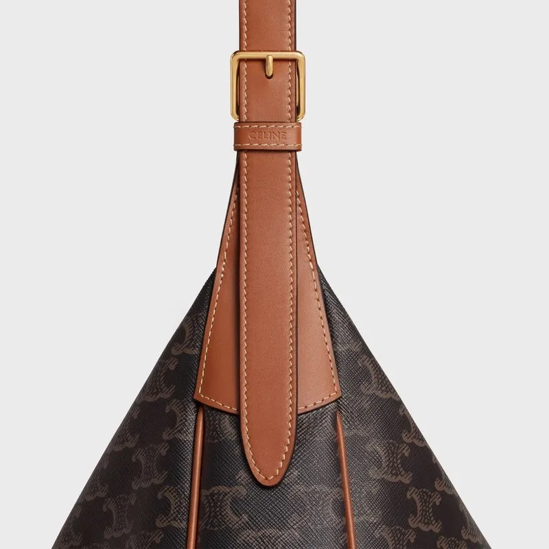 CÉLINE HELOÏSE CUIR CANVAS & CALFSKIN TRIOMPH MEDIUM SHOULDER BAG