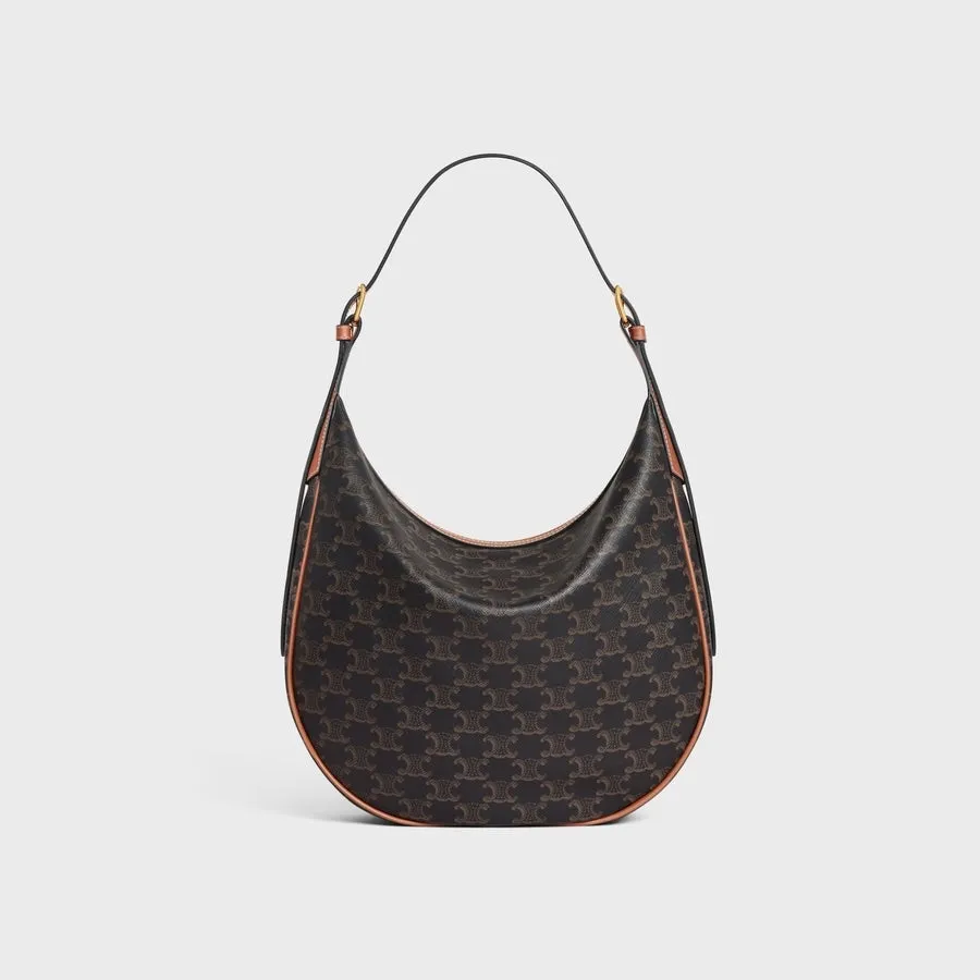 CÉLINE HELOÏSE CUIR CANVAS & CALFSKIN TRIOMPH MEDIUM SHOULDER BAG