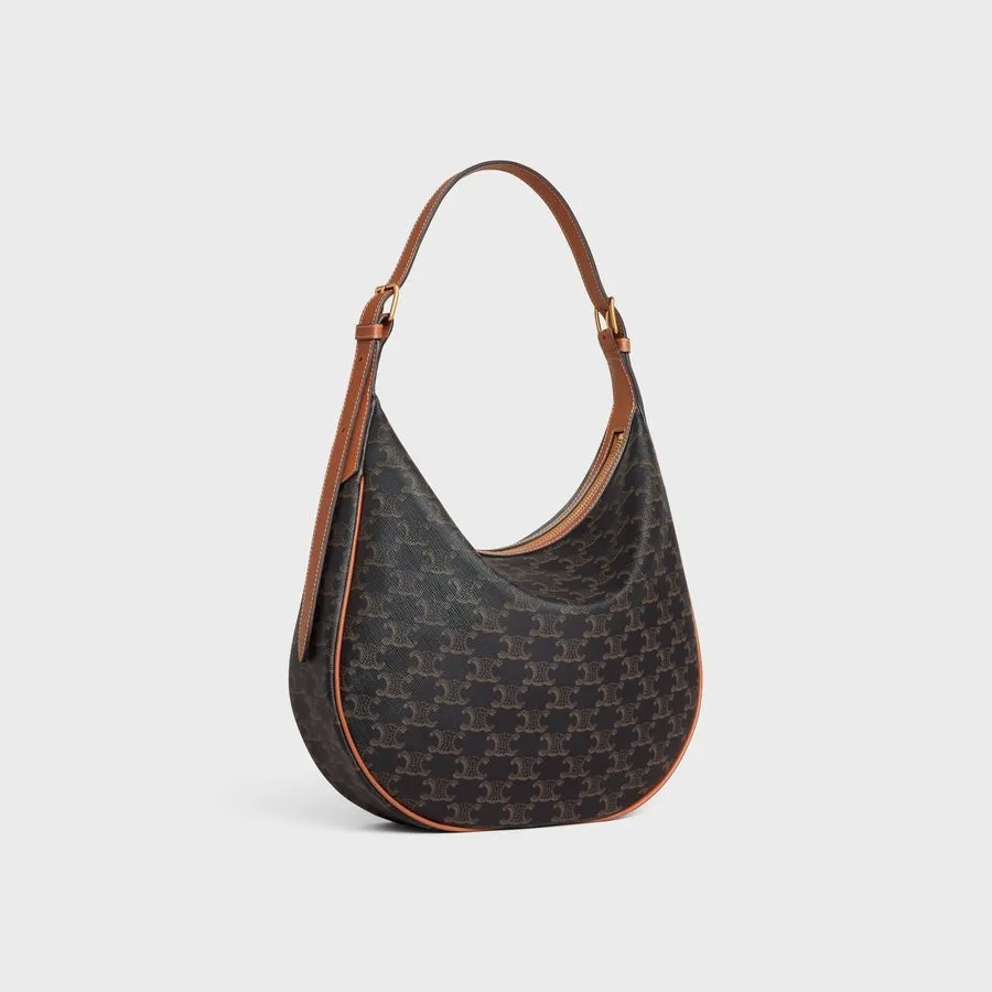 CÉLINE HELOÏSE CUIR CANVAS & CALFSKIN TRIOMPH MEDIUM SHOULDER BAG