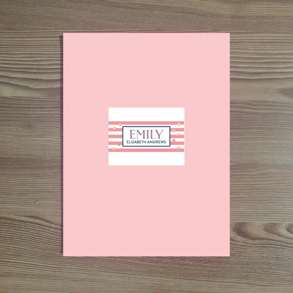 Confetti Stripes Personalized Folder Stickers