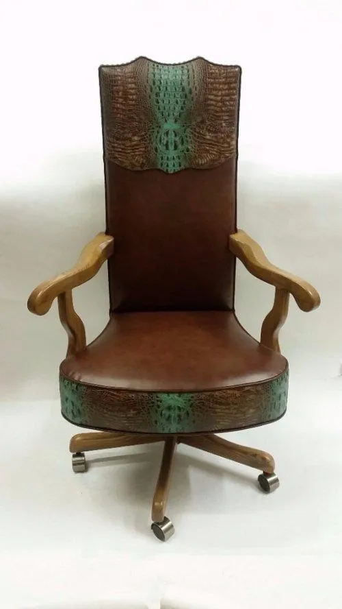 Croc Turquoise Spine Embossed Leather
