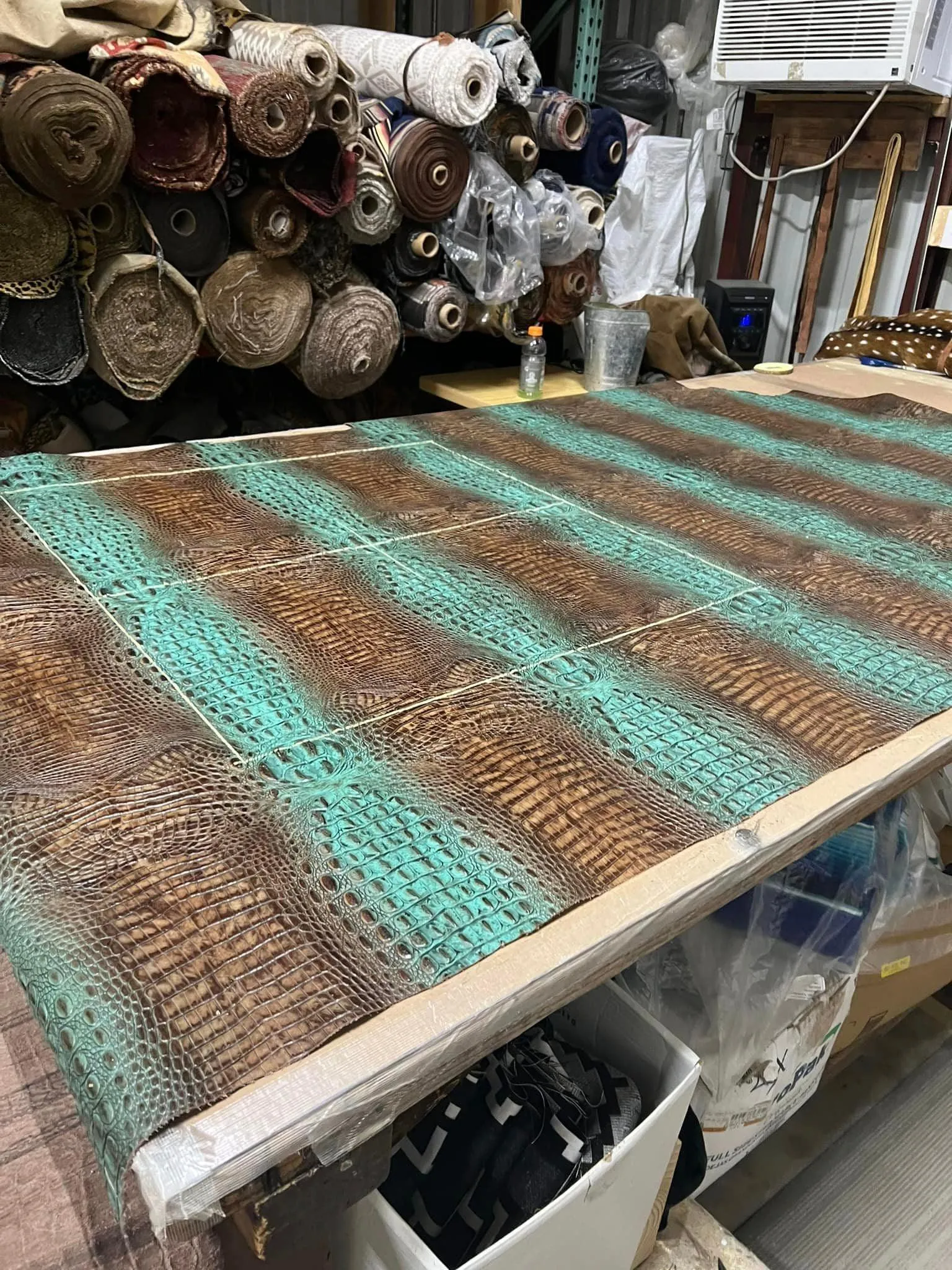 Croc Turquoise Spine Embossed Leather