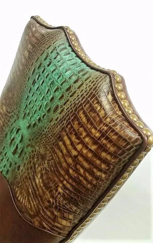 Croc Turquoise Spine Embossed Leather