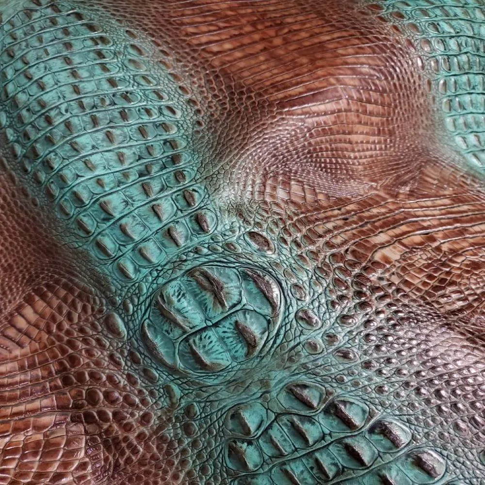 Croc Turquoise Spine Embossed Leather