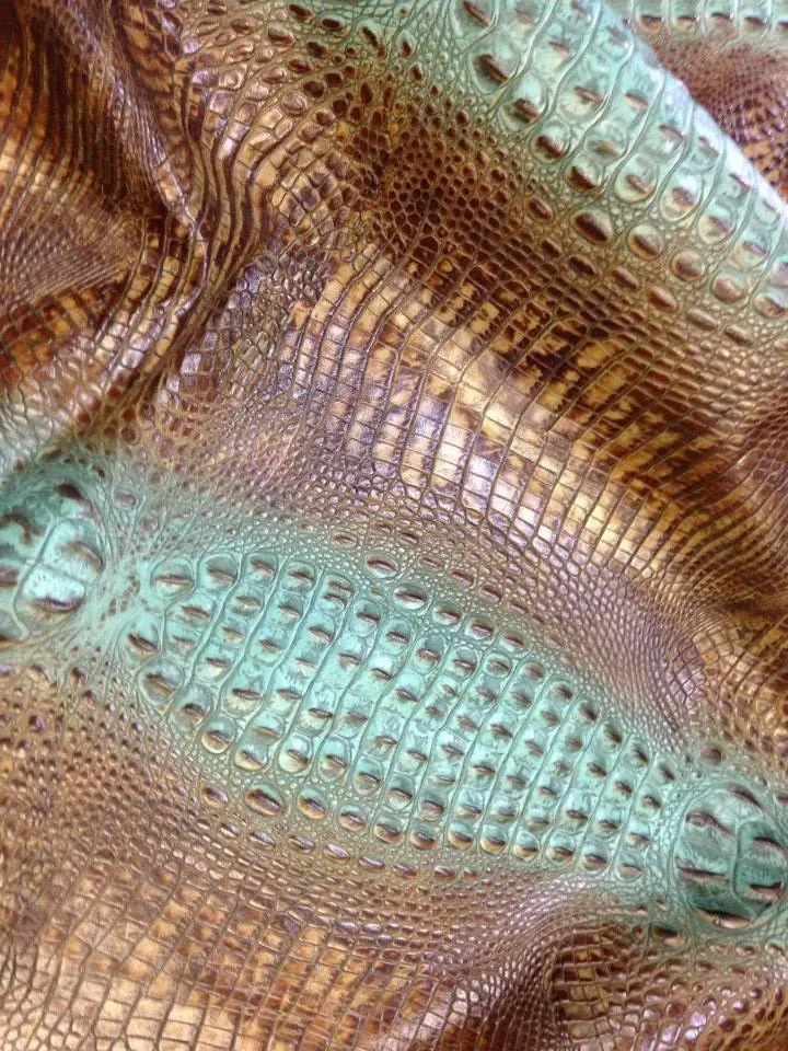 Croc Turquoise Spine Embossed Leather