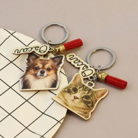 Custom Wooden Keychain, Wooden Keychain with Name, Personalized Wooden Keychain, Wood Photo Keychain
