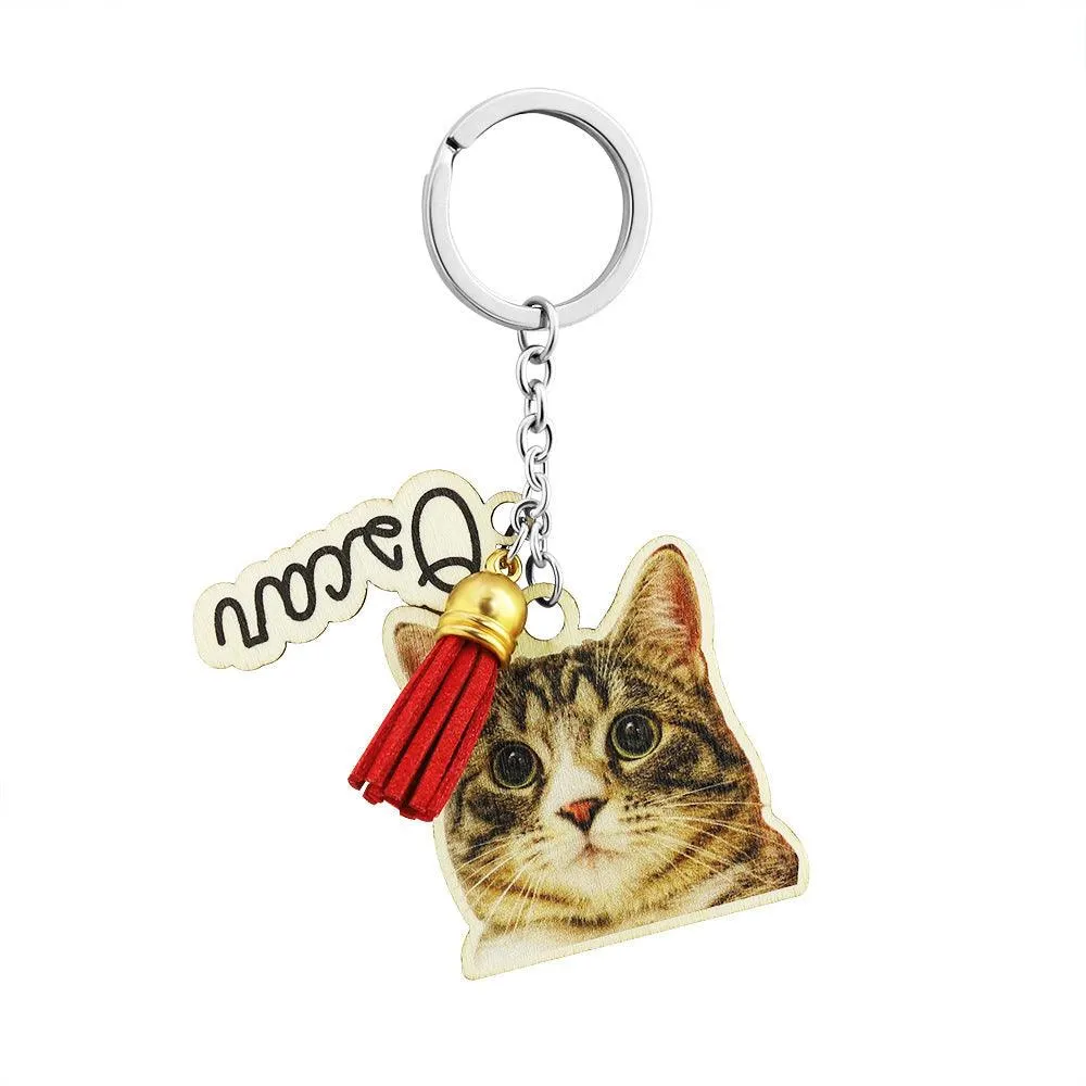 Custom Wooden Keychain, Wooden Keychain with Name, Personalized Wooden Keychain, Wood Photo Keychain