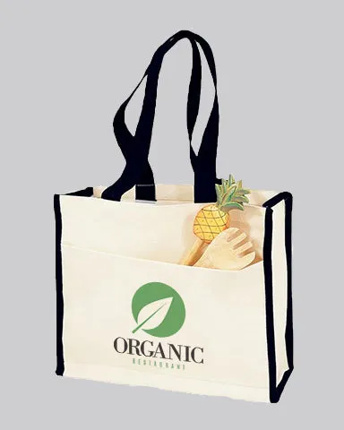 Customized Heavy Canvas Tote Bag with Colored Trim - Personalized Tote Bags With Your Logo - TF211