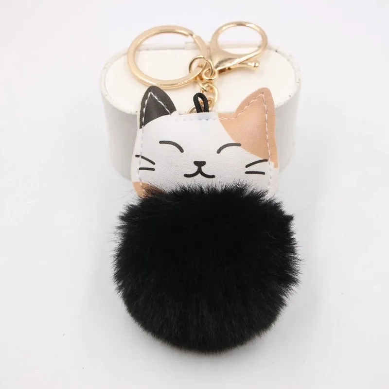 Cute Little Cat Key Chain Pendant School Bag Purse Plush Pendant Jewelry