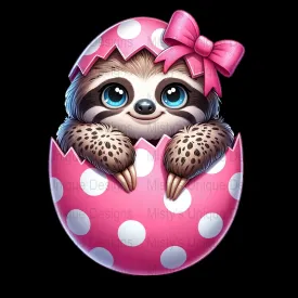 Cute Sloth Clipart PNG, Baby Sloth in Pink Egg, Digital Download, Children&#39;s Party Designs, Craft Supplies & Tools, Scrapbooking PNG