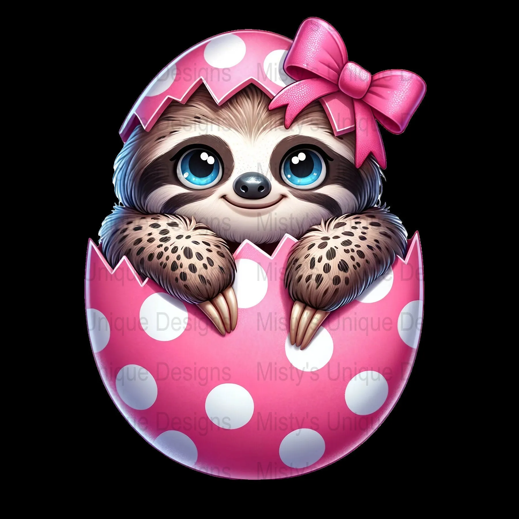 Cute Sloth Clipart PNG, Baby Sloth in Pink Egg, Digital Download, Children&#39;s Party Designs, Craft Supplies & Tools, Scrapbooking PNG