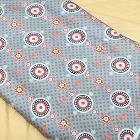 Dark Grey Colour Ajrakh Satin Printed Fabric