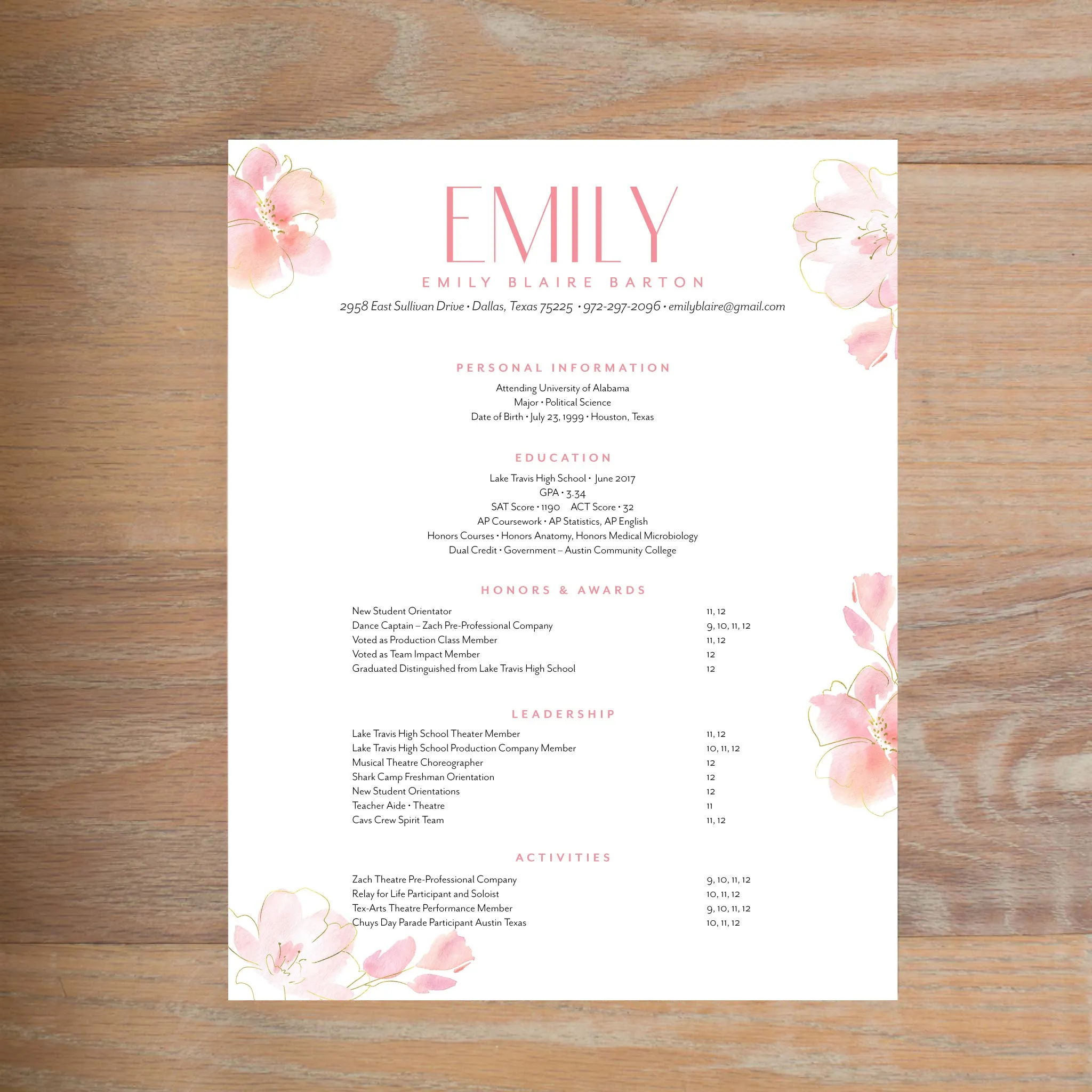 Delicate Blooms Custom Letterhead