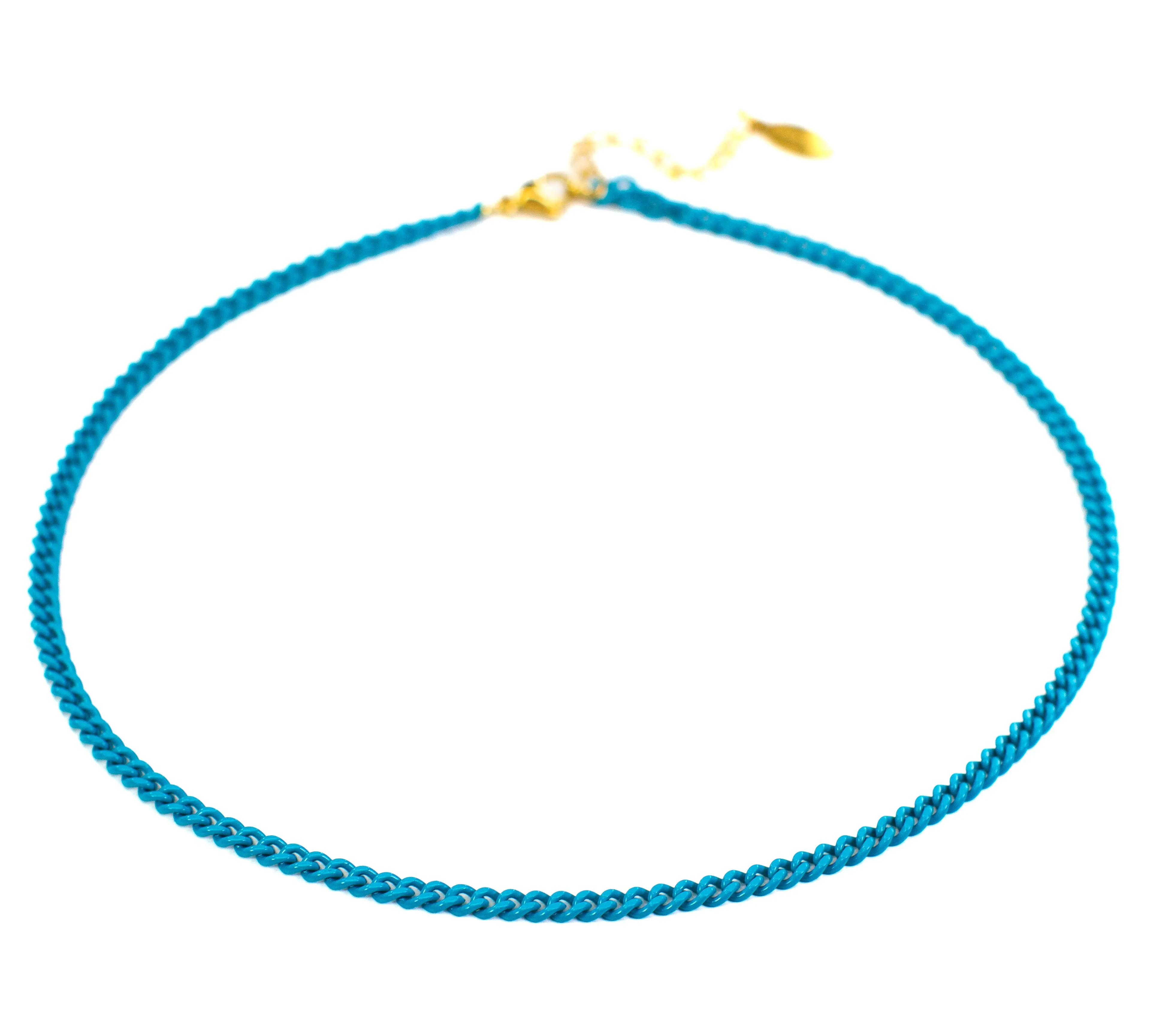 Enamel 16  Colors Mini Curb Chain Link Necklace: 07-Black
