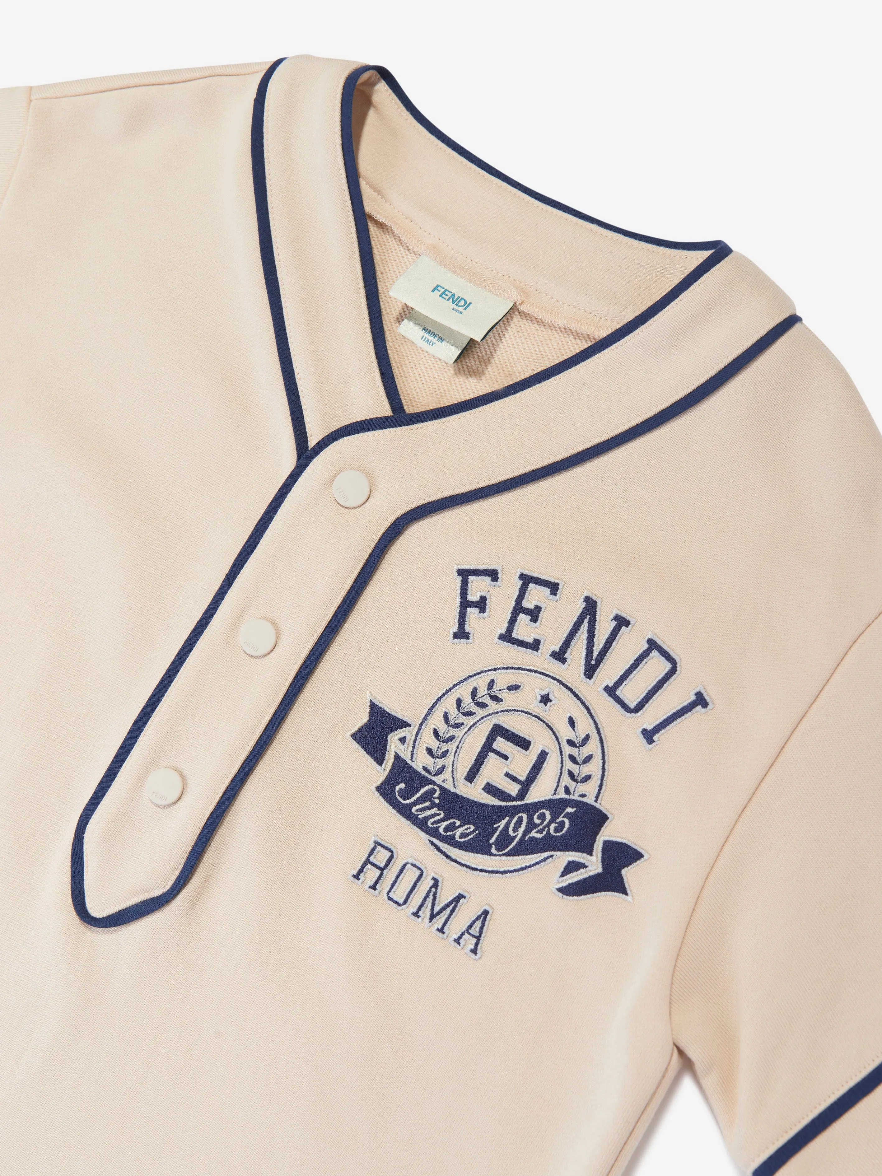 Fendi Boys Cotton T-Shirt in Beige
