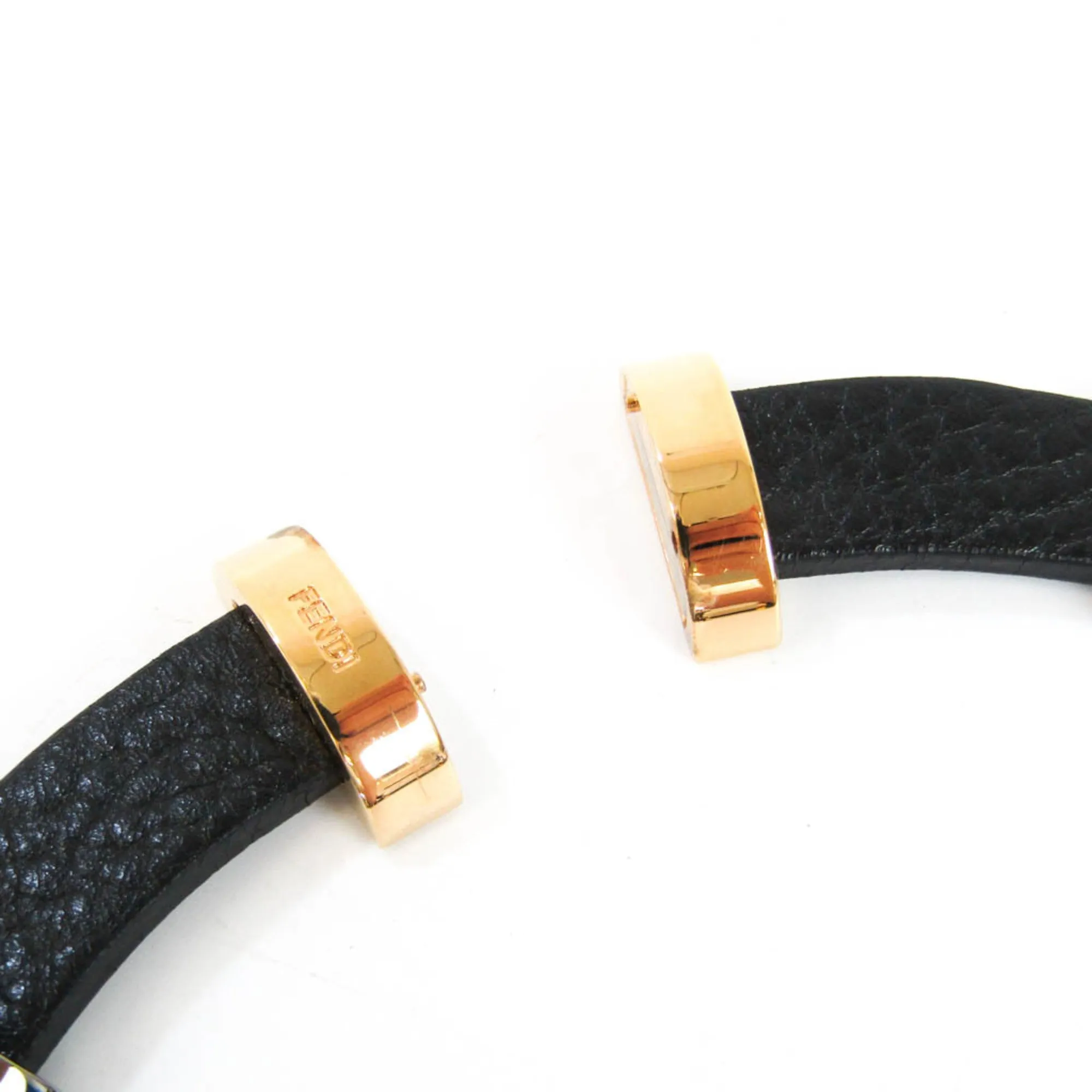 FENDI COLLANA C 8AG288 Leather,Metal Women's Choker Necklace [Black,Gold,Silver]