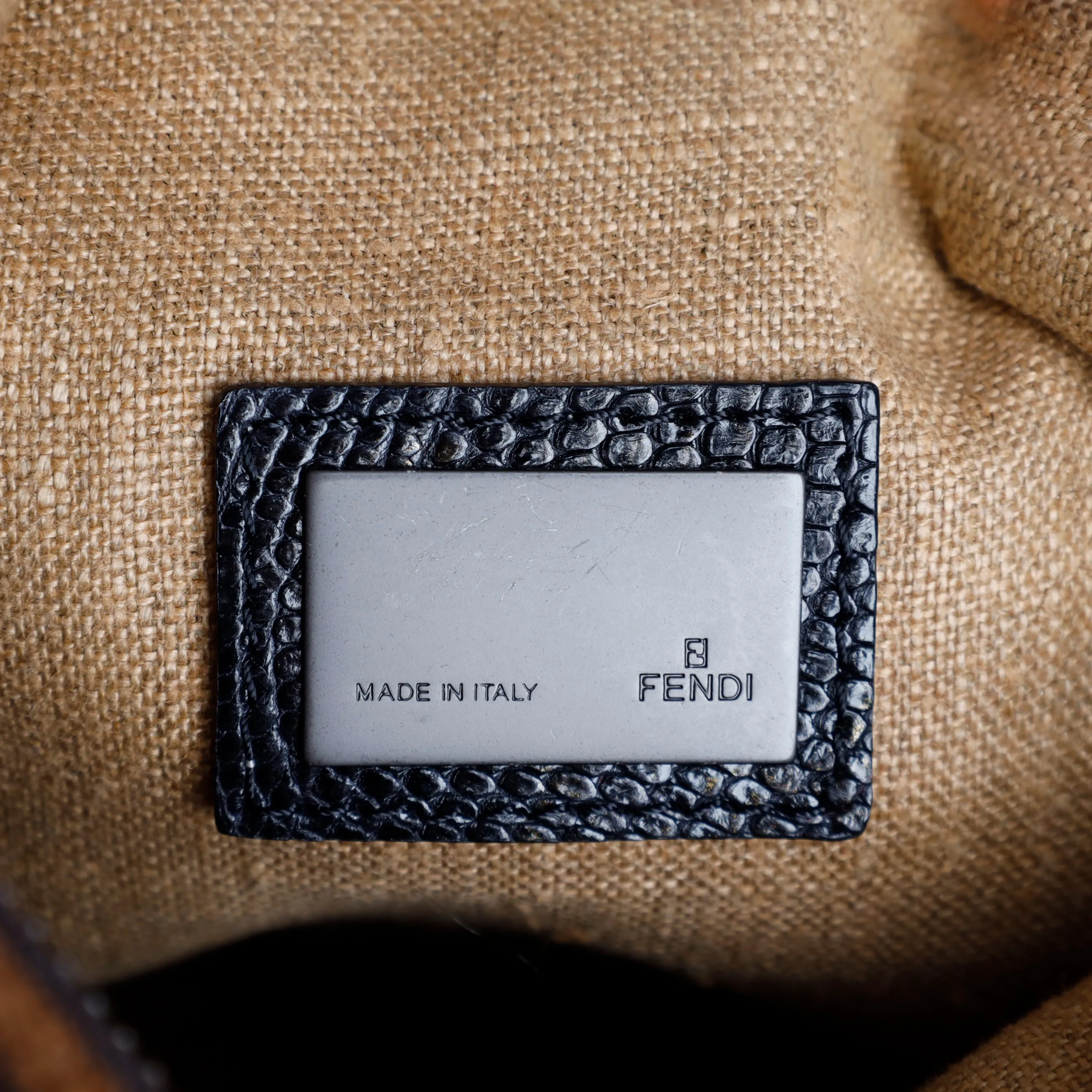 FENDI Fendi Wood Paneled Oyster Hobo Bag