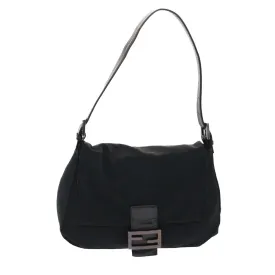 FENDI Mamma Baguette Shoulder Bag Nylon Black  50430