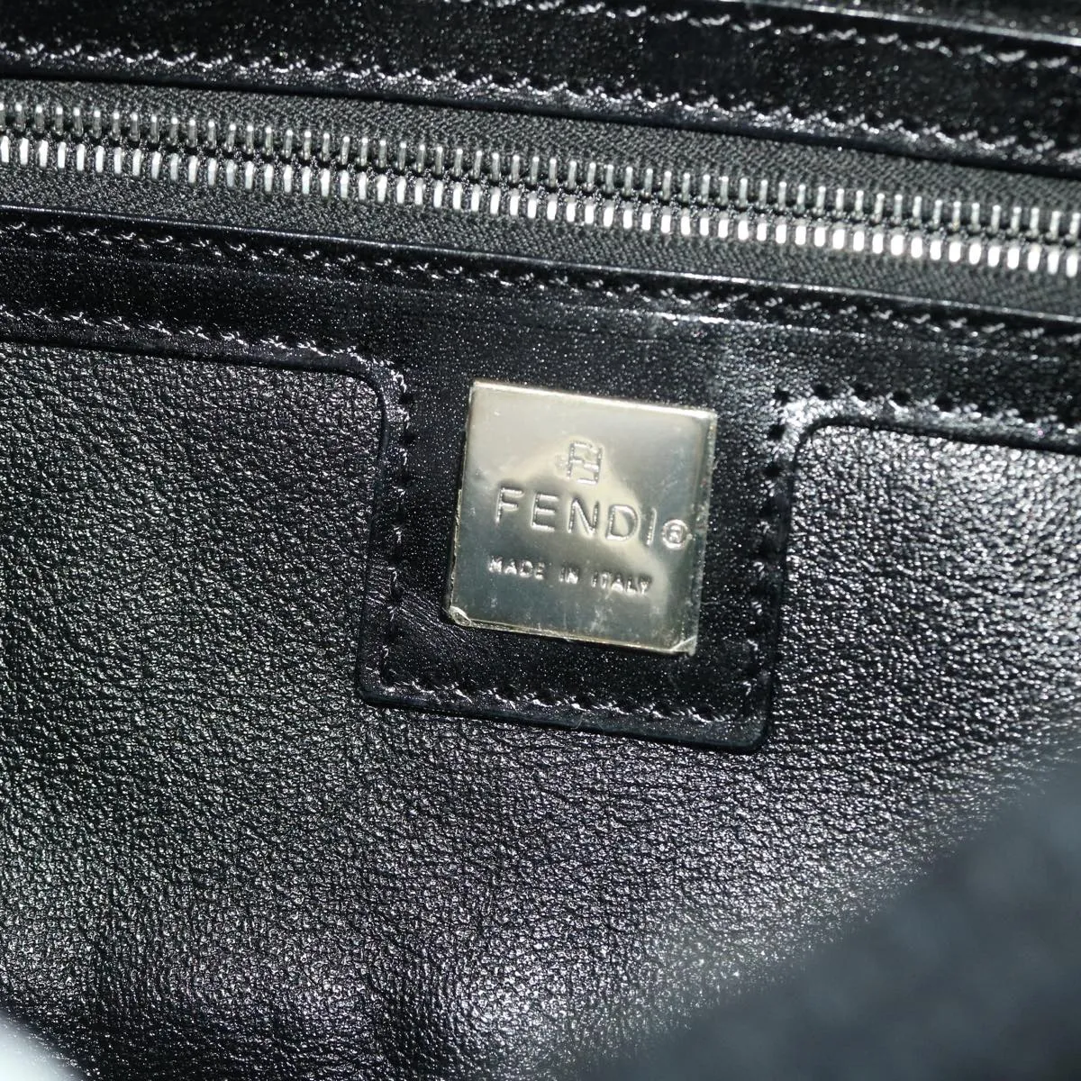 FENDI Mamma Baguette Shoulder Bag Wool Black Auth 49783