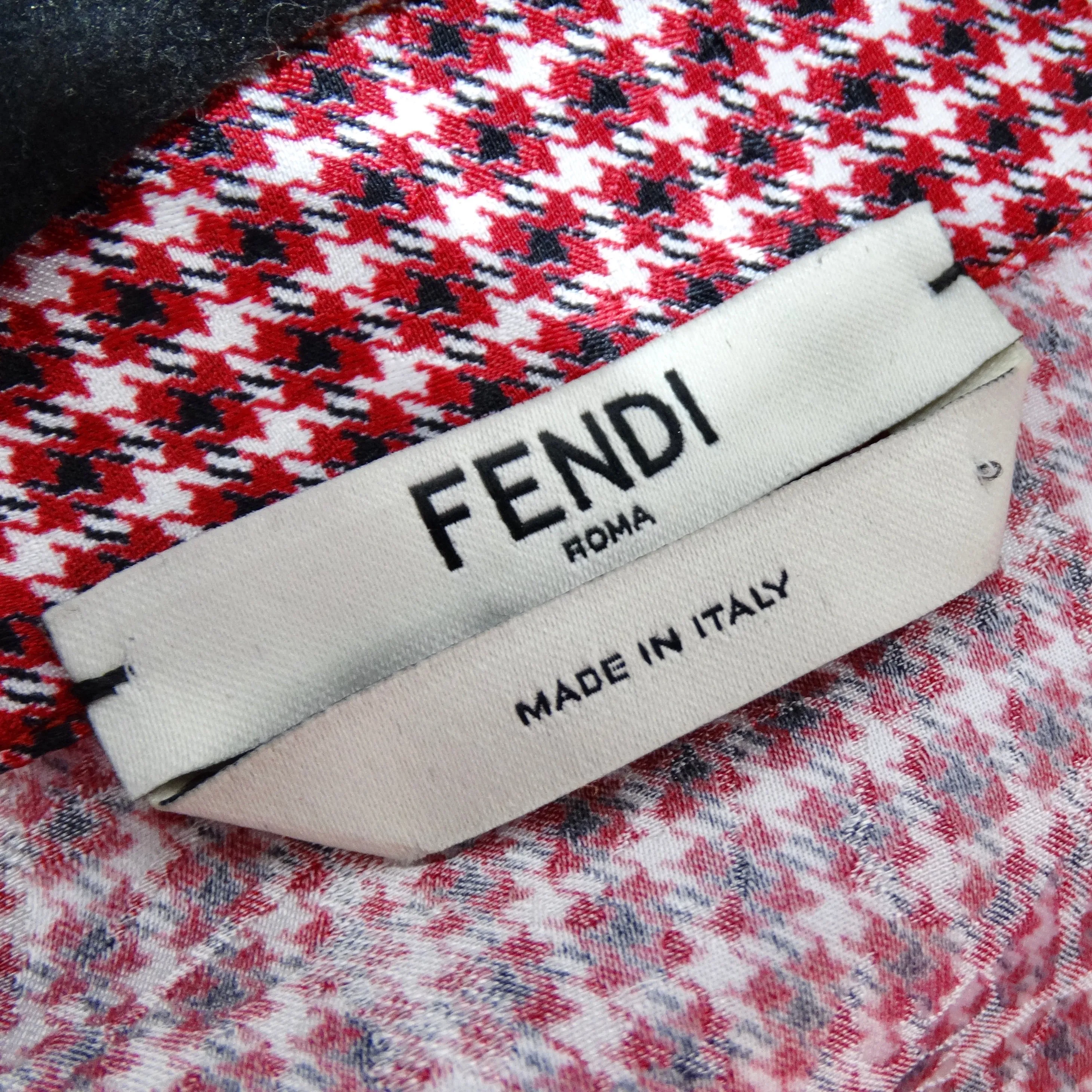 Fendi Red Plaid Sequin Button-Up Shirt