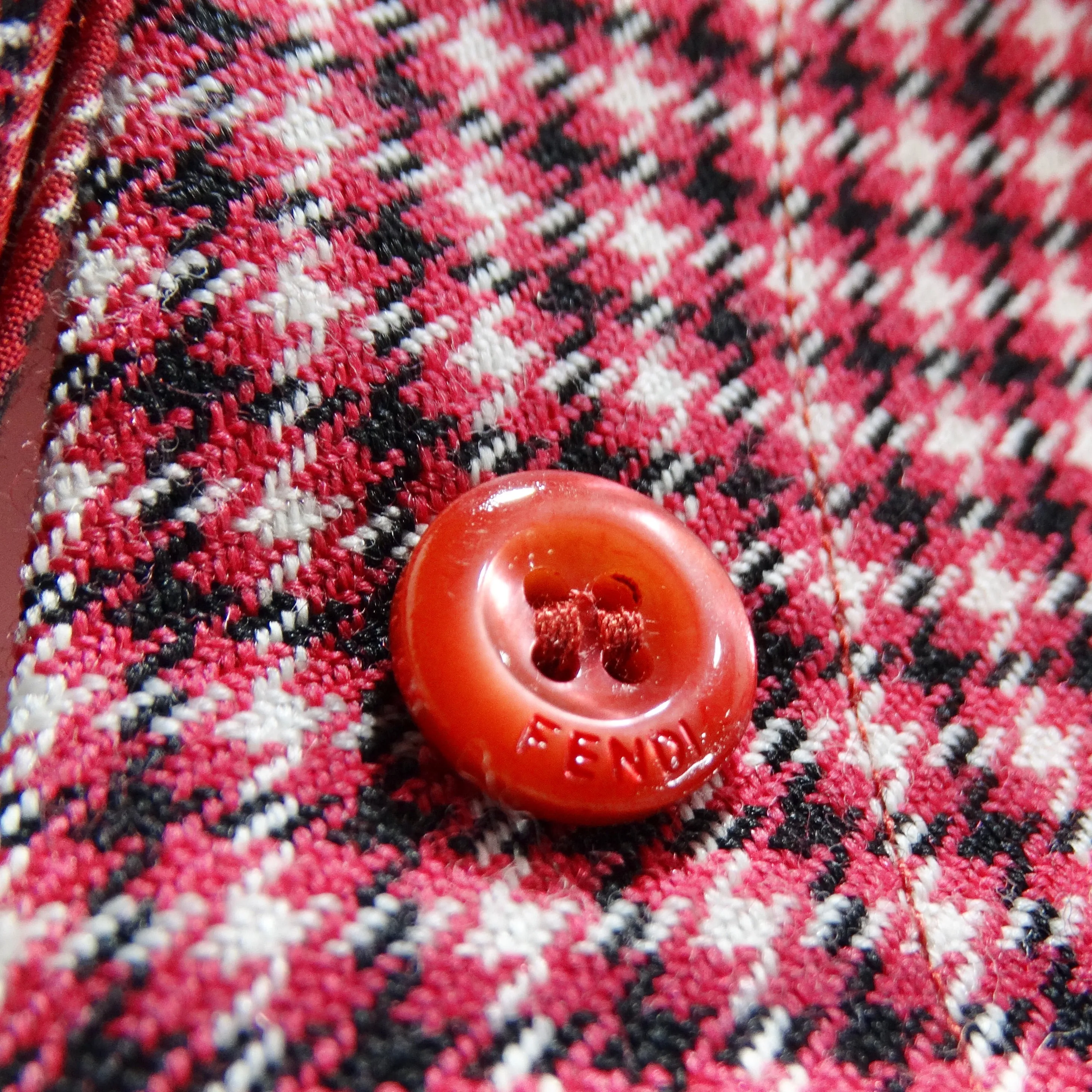 Fendi Red Plaid Sequin Button-Up Shirt