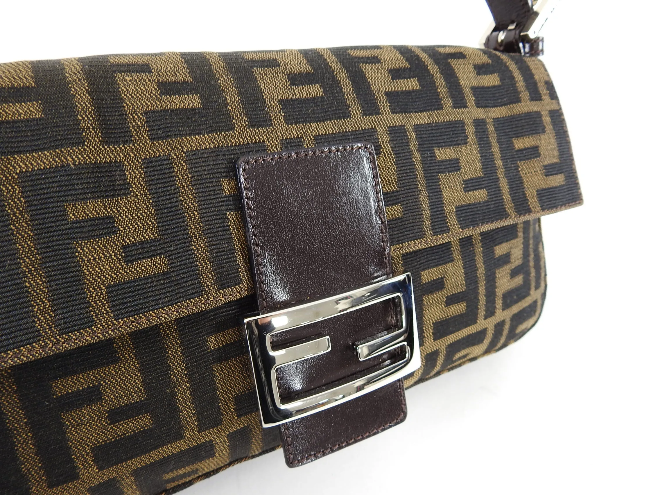 Fendi Vintage 1990's Zucca Monogram Logo Baguette Bag
