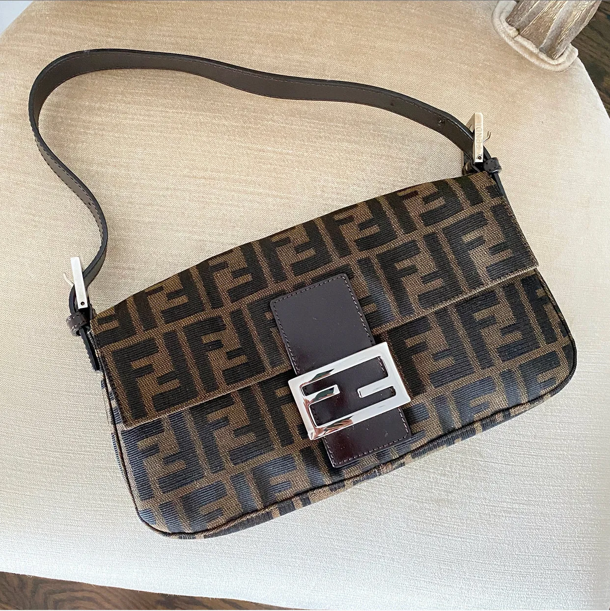 Fendi Vintage 1990's Zucca Monogram Logo Baguette Bag
