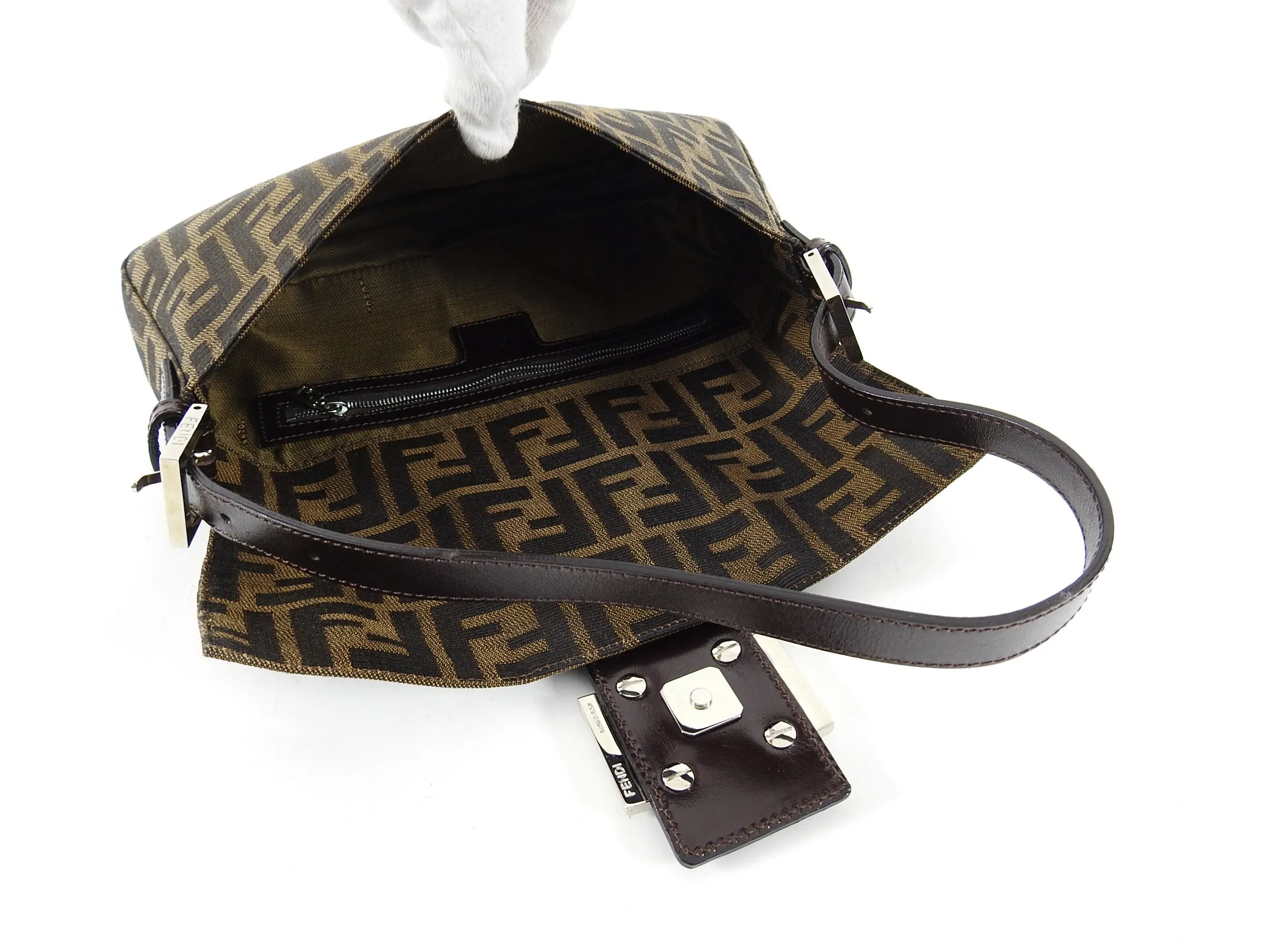 Fendi Vintage 1990's Zucca Monogram Logo Baguette Bag