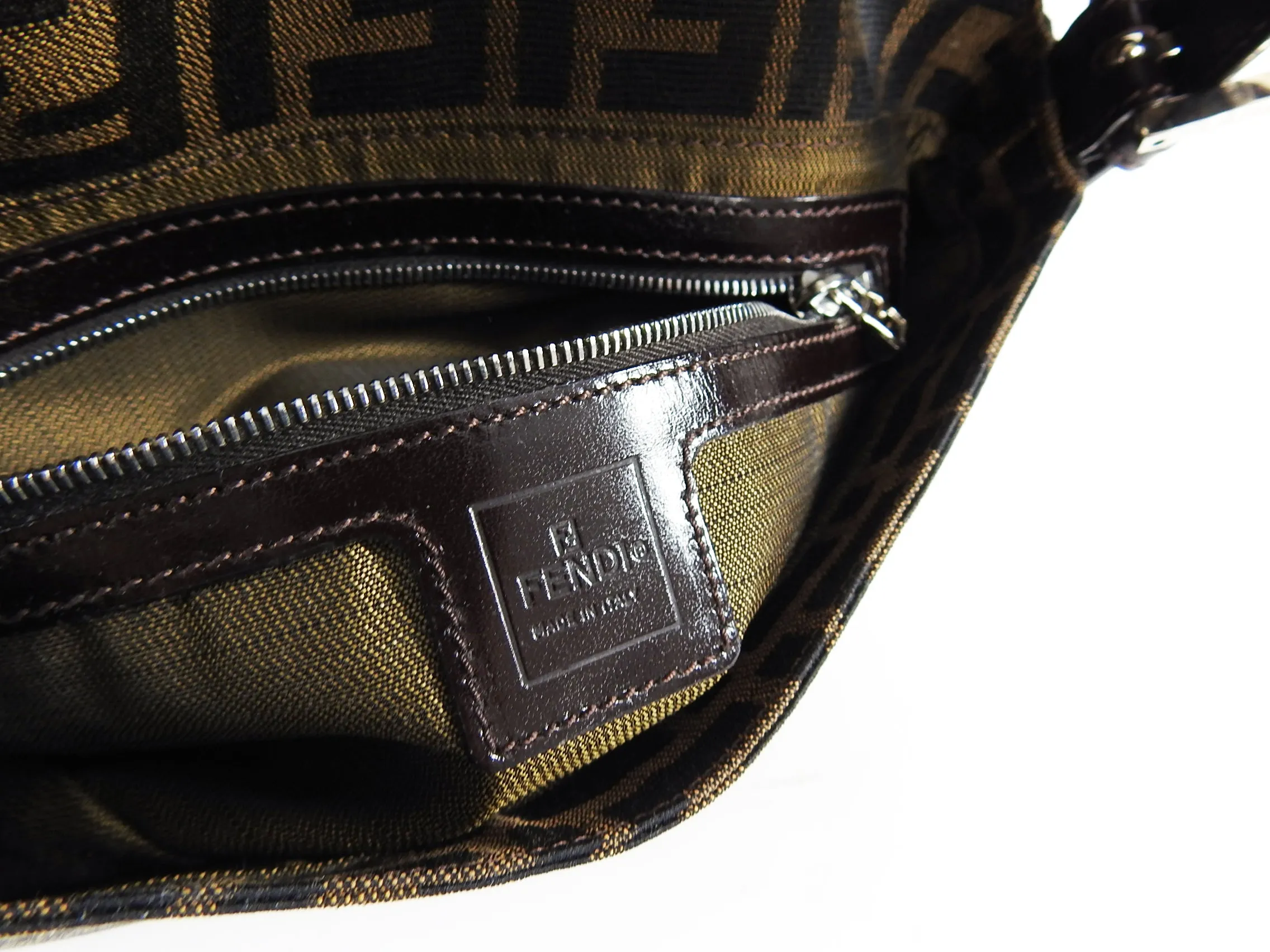 Fendi Vintage 1990's Zucca Monogram Logo Baguette Bag