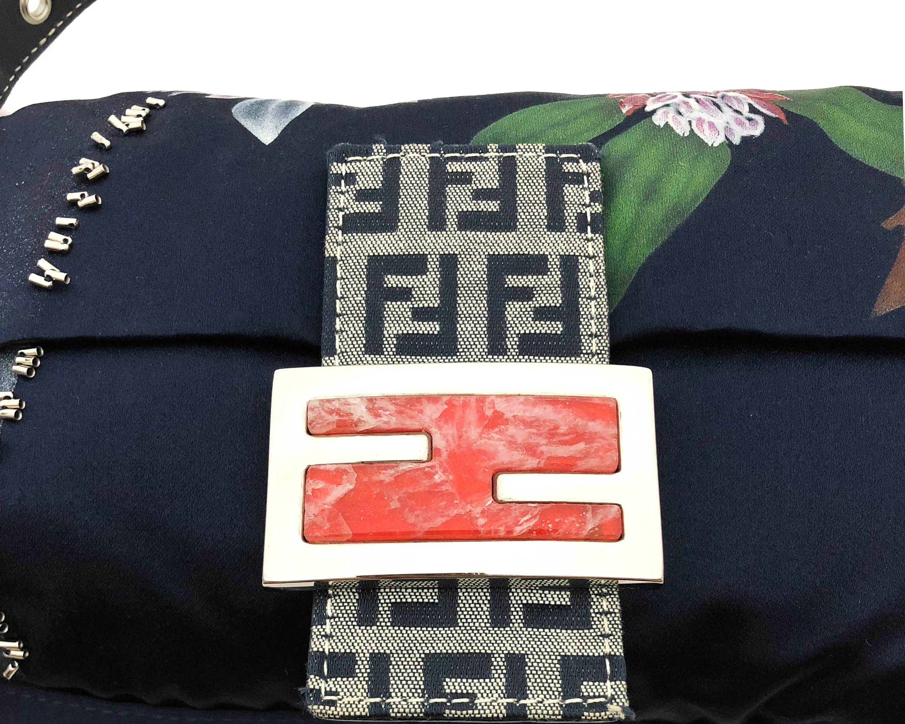 Fendi Vintage Runway Hand-Painted Silk Baguette Bag