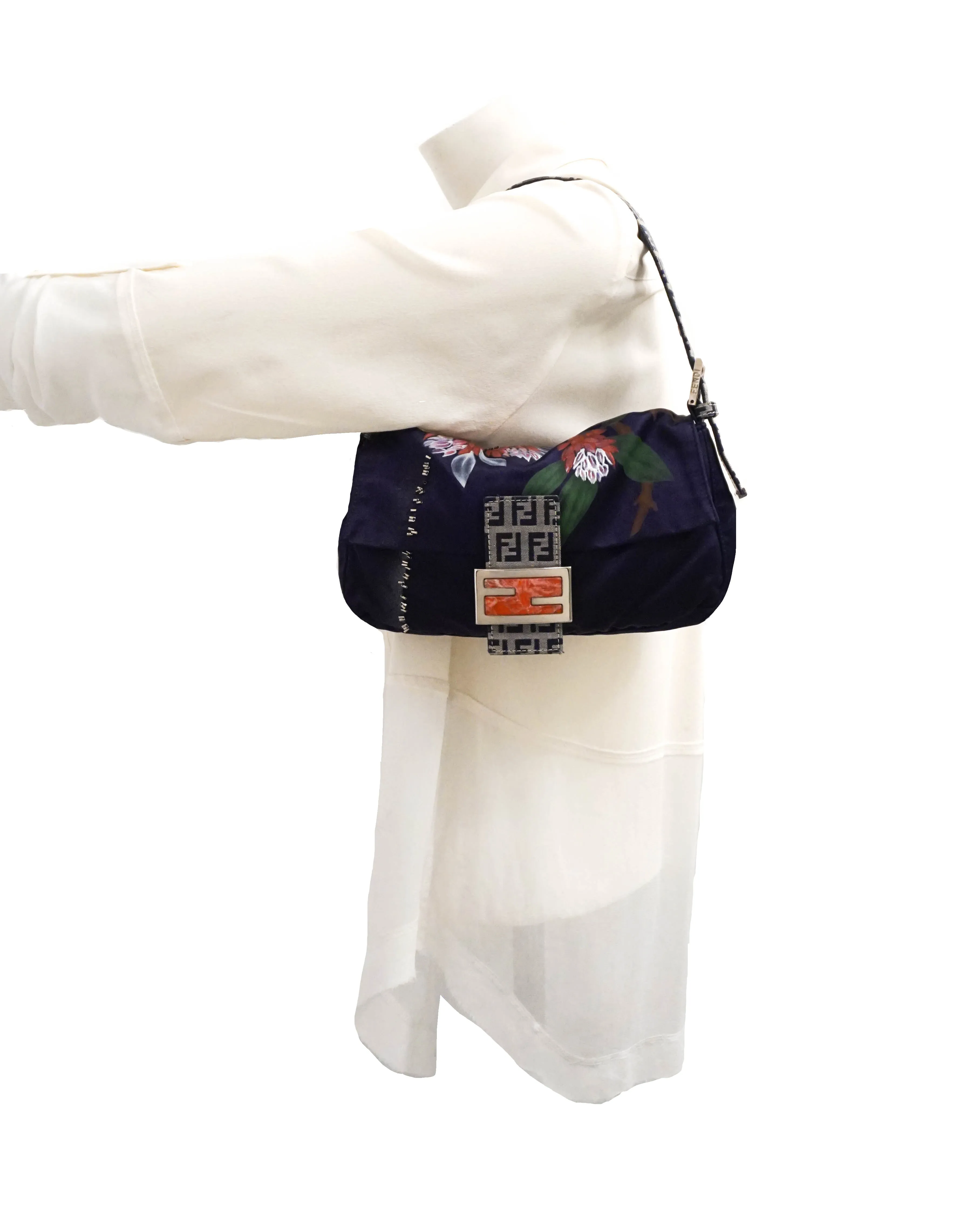 Fendi Vintage Runway Hand-Painted Silk Baguette Bag