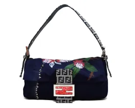 Fendi Vintage Runway Hand-Painted Silk Baguette Bag