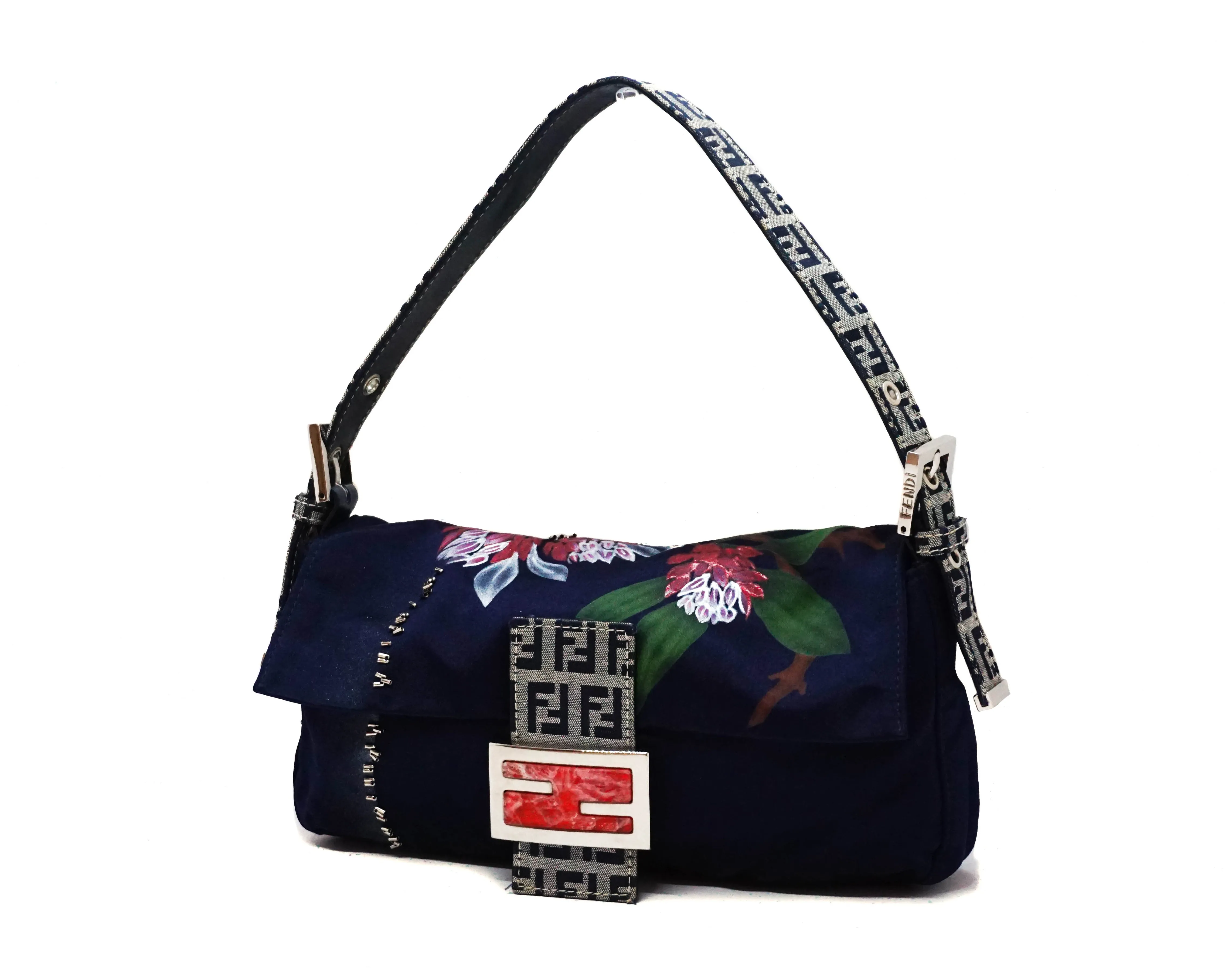 Fendi Vintage Runway Hand-Painted Silk Baguette Bag