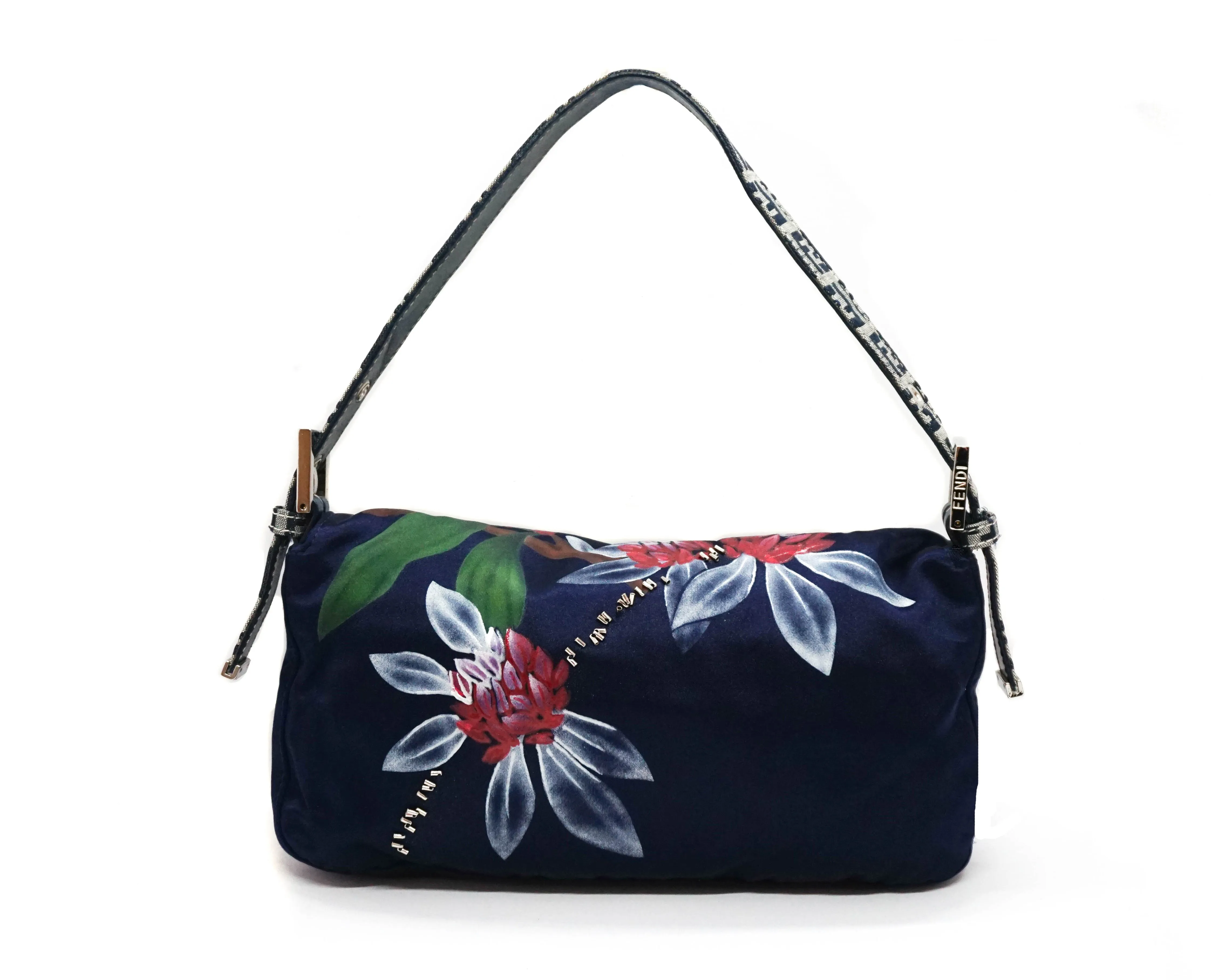 Fendi Vintage Runway Hand-Painted Silk Baguette Bag