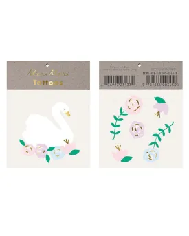 Floral Swan Tattoos (x 2)