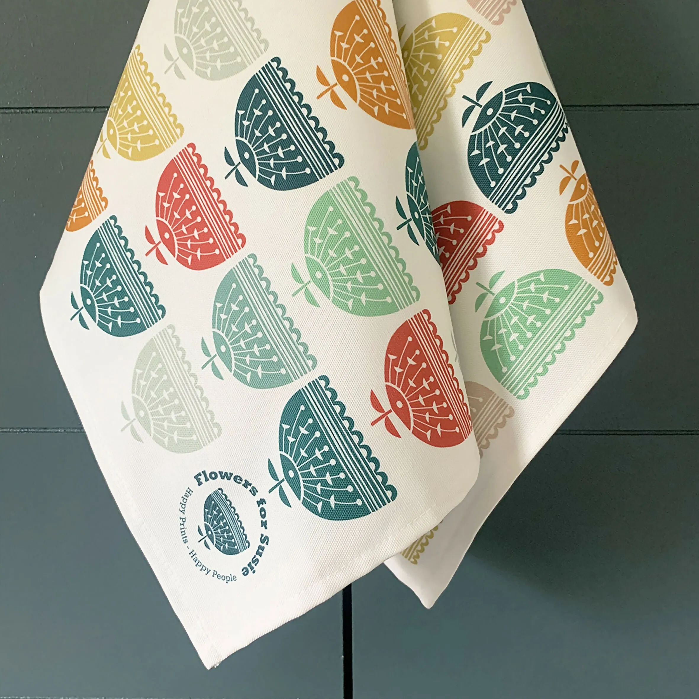 Flower Tea Towel - Rainbow