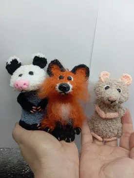 Fox, Rat, Possum Keychains knitted accessories toy