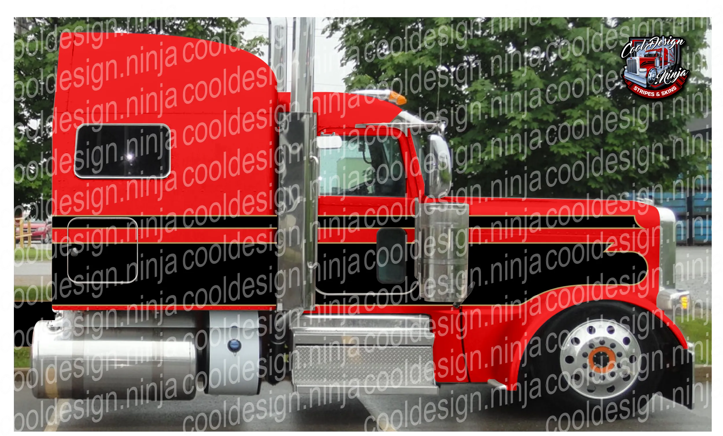 Gold and Black Full Seminole Peterbilt Stripe Kit