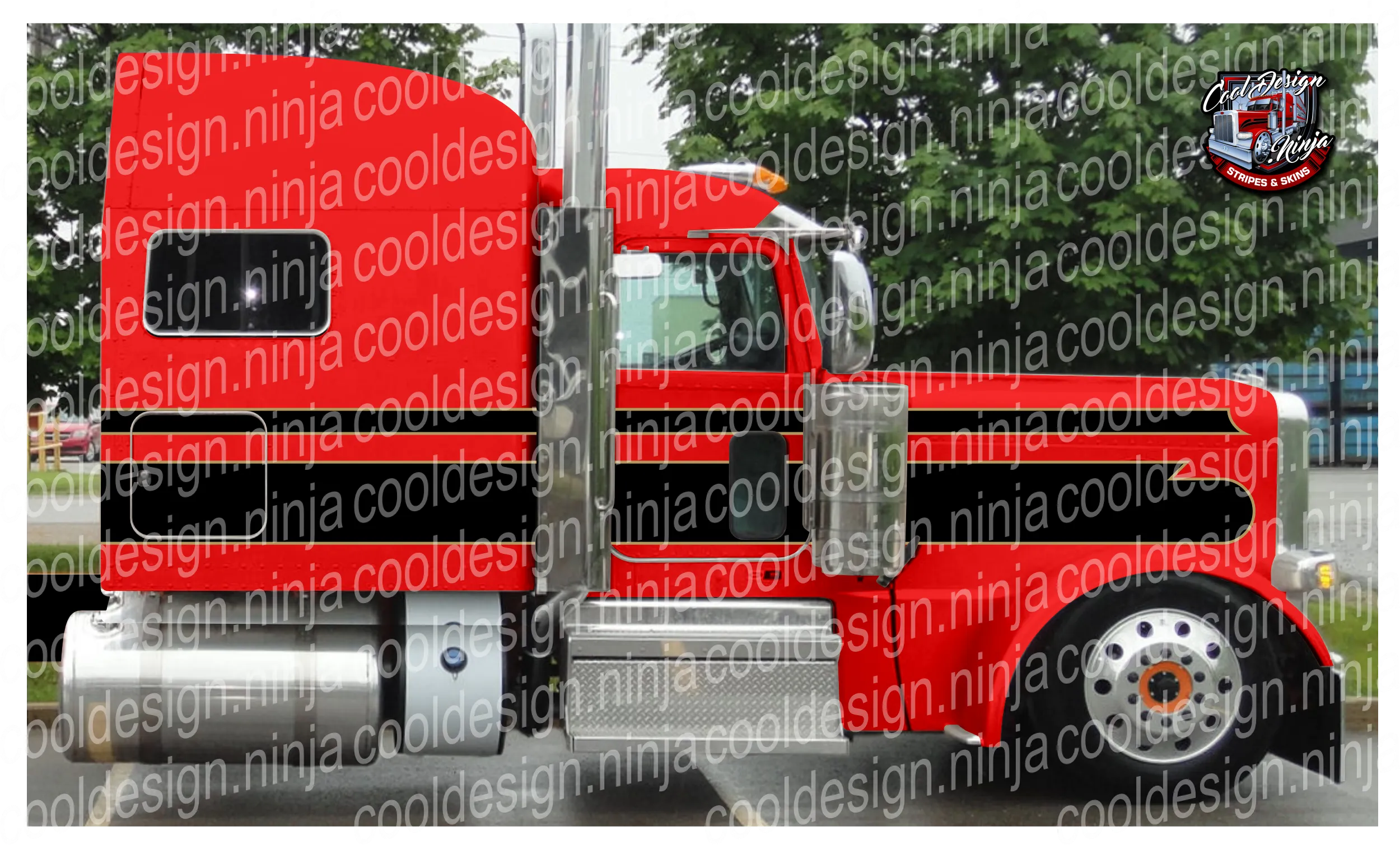 Gold and Black Full Seminole Peterbilt Stripe Kit