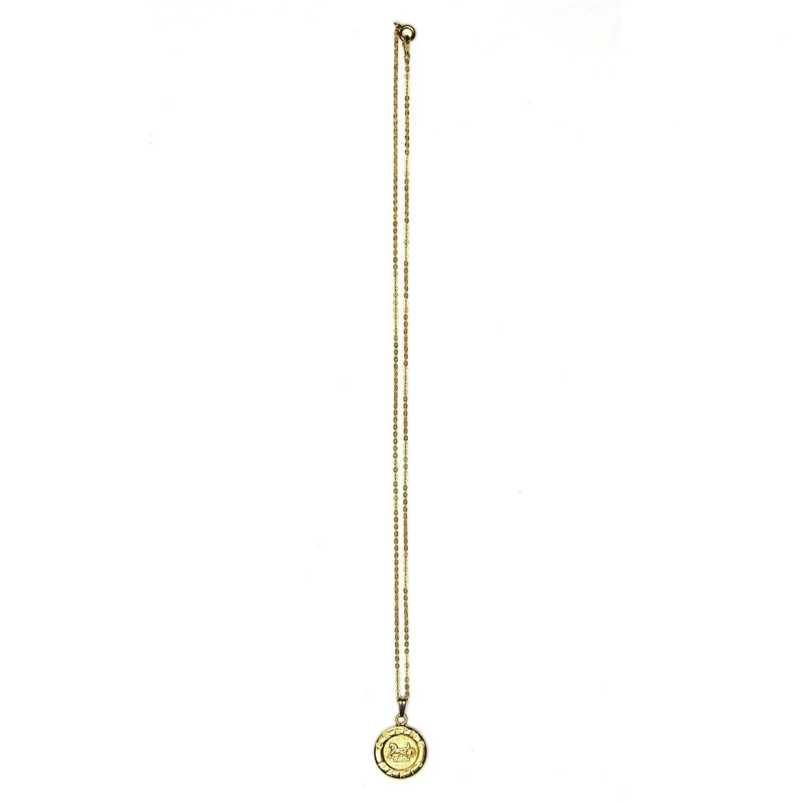 Gold Celine Paris Detailed Horse and Carriage Chain