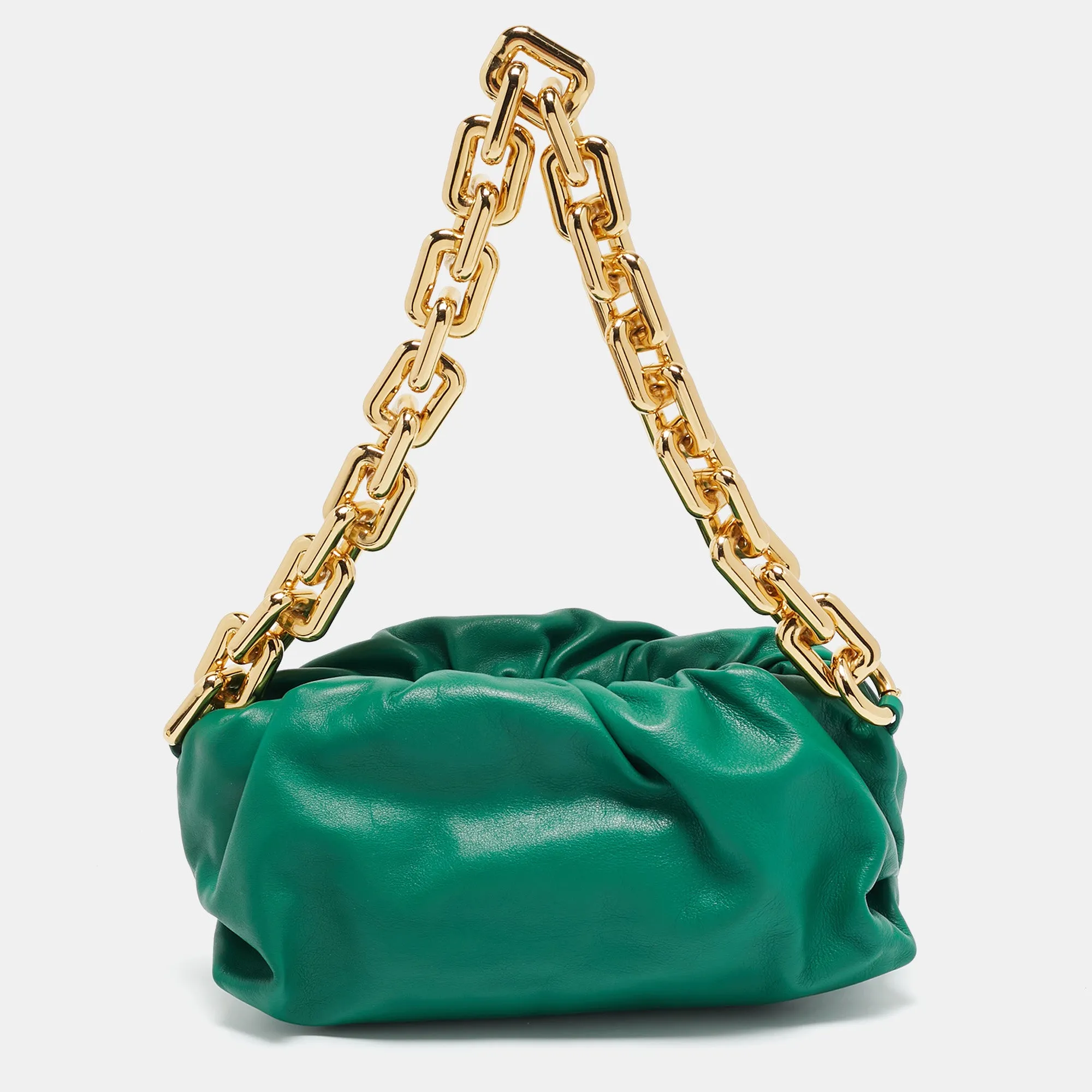 Green Leather The Chain Pouch Bag