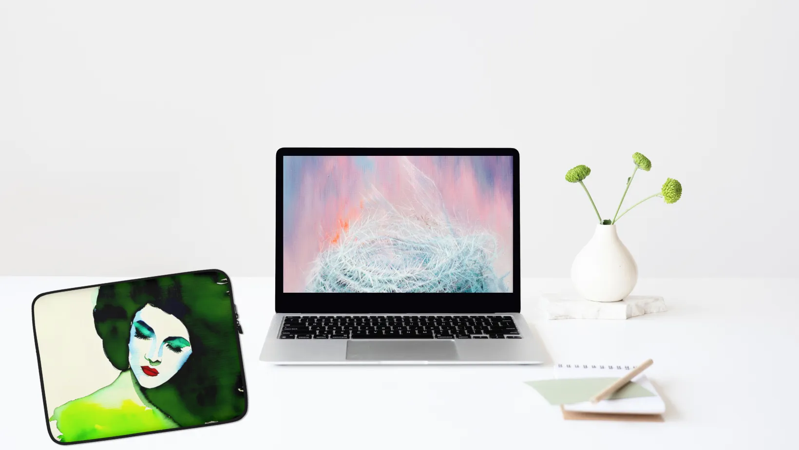 Harmonious Green Laptop Cover - Water and Heat Resistant 13" or 15" Sleeve - Custom Art Gift