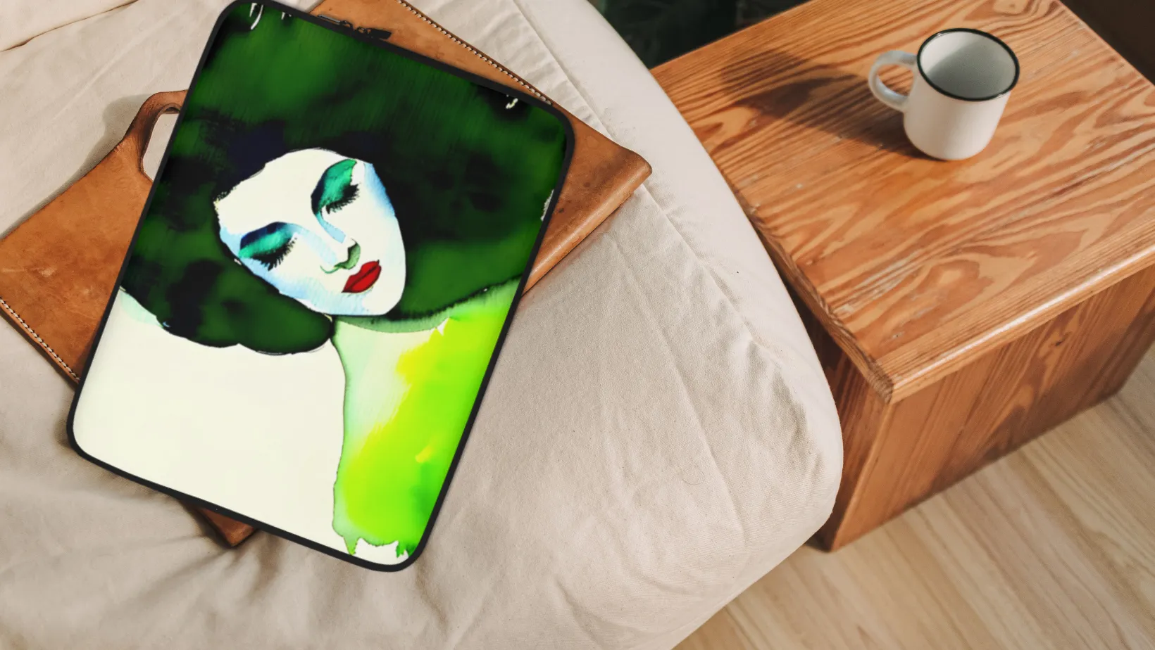 Harmonious Green Laptop Cover - Water and Heat Resistant 13" or 15" Sleeve - Custom Art Gift