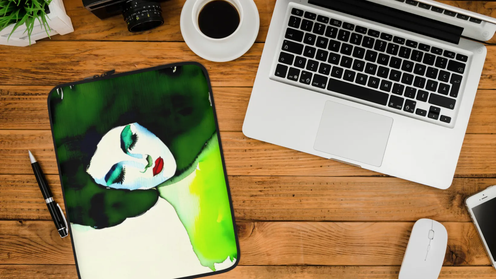 Harmonious Green Laptop Cover - Water and Heat Resistant 13" or 15" Sleeve - Custom Art Gift