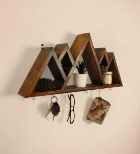 Heritage Wooden Wall Shelf Organiser With Key Holders